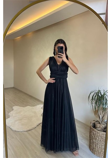 Kadın Işıltılı Kumaş Göğüs Drapeli Kolsuz Elbise NM003 fiyatları