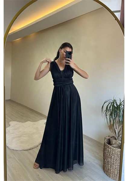 Kadın Işıltılı Kumaş Göğüs Drapeli Kolsuz Elbise NM003 indirimleri