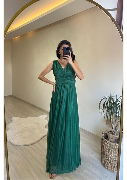 Kadın Işıltılı Kumaş Göğüs Drapeli Kolsuz Elbise DPNM003 fırsatları