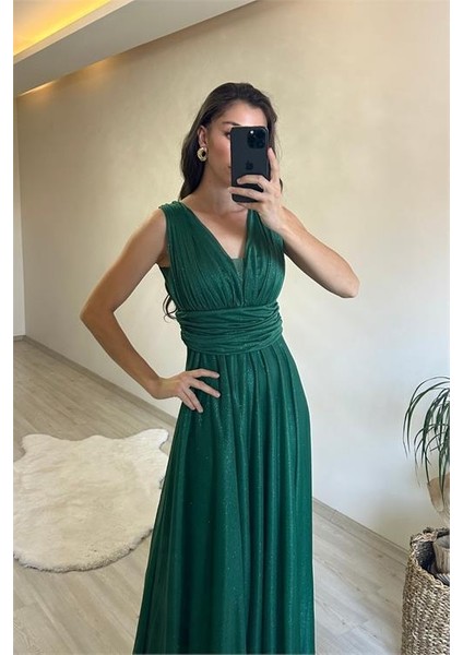 Kadın Işıltılı Kumaş Göğüs Drapeli Kolsuz Elbise DPNM003 indirimleri