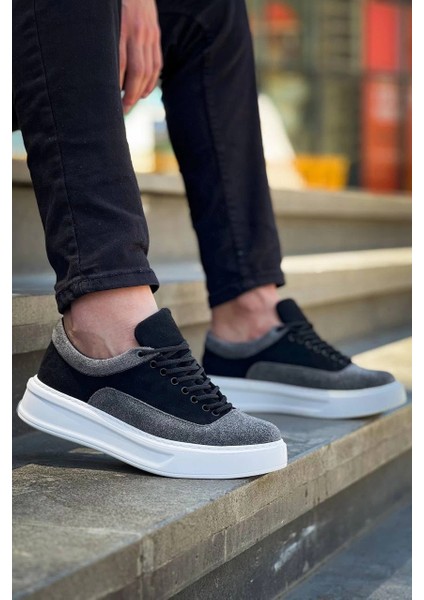 KB-005 Kuback Siyah Gri Süet Bağcıklı Günlük Erkek Ayakkabı modelleri