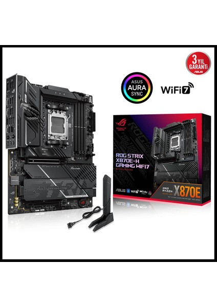 Rog Strıx X870E-H Gamıng Wıfı7, 4xddr5, 4xm.2, Dp, Hdmı, Type-C, Pcıe 5.0, Wi-Fi 7, Bluetooth V5.4, Am5 Soket Gamıng Anakart