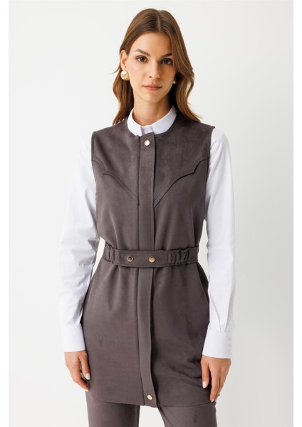 Kemer Detaylı Süet Yelek Antrasit fiyatları