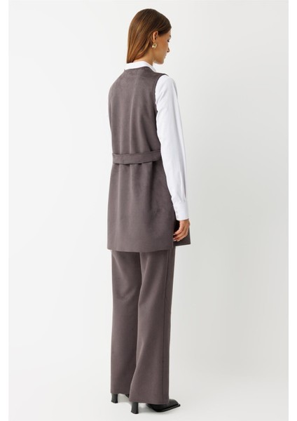 Kemer Detaylı Süet Yelek Antrasit fırsatları