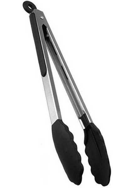 Paslanmaz Çelik Silikon Uclu Maşa Izgara Maşası Yemek Maşası Salata Maşası Tutamak