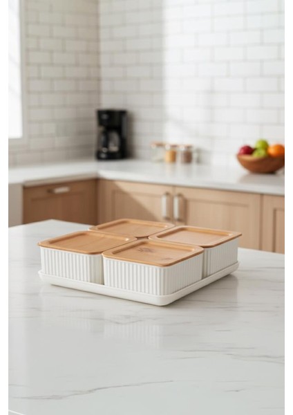 Valverdi - 4'lü 9 Parça Plastik Kahvaltılık Kahvaltı Seti Sunum Seti fiyatları