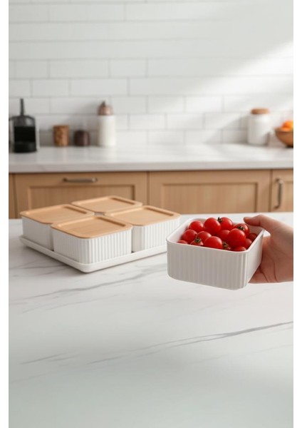 Valverdi - 4'lü 9 Parça Plastik Kahvaltılık Kahvaltı Seti Sunum Seti modelleri