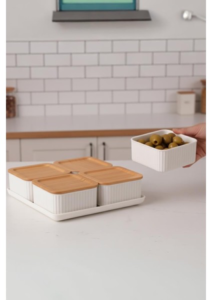 Valverdi - 4'lü 9 Parça Plastik Kahvaltılık Kahvaltı Seti Sunum Seti fırsatları