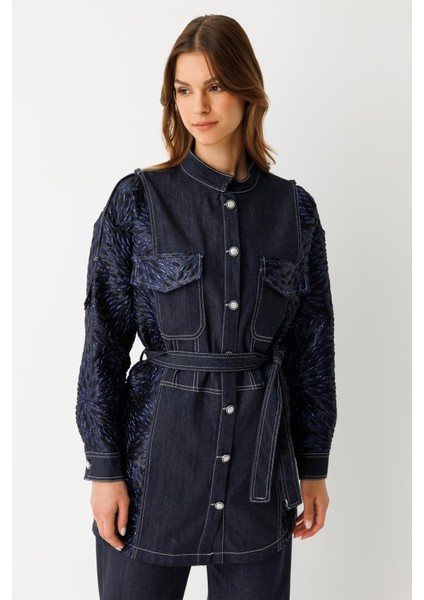 Jakar Detaylı Tencel Pantolonlu Takım Laci fiyatları