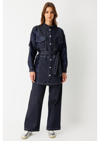 Jakar Detaylı Tencel Pantolonlu Takım Laci indirimleri