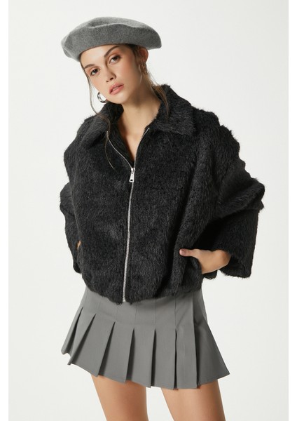 Kadın Oscar Suni Kürk Siyah Bomber Ceket indirimleri