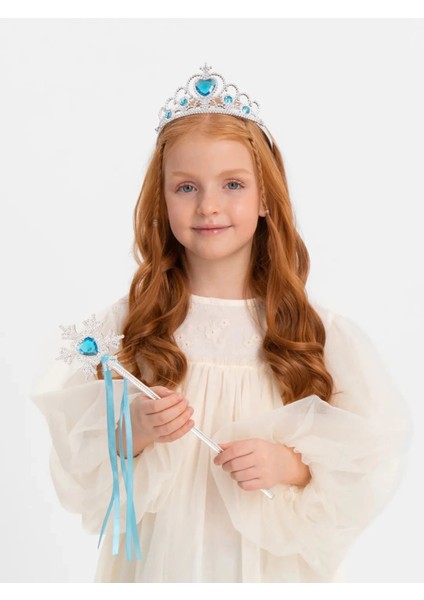 Bfs Karlar Ülkesi Elsa Mavi Kalp Tacı ve Kar Temalı Asa Seti fiyatları