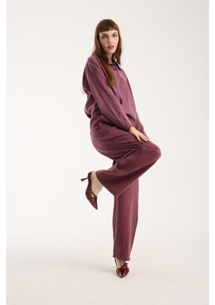 Ipeksi Yumuşaklıkta Modal Kumaş Rahat Kesim Uzun Gömlek + Pantolon Takım (2 Parça) modelleri