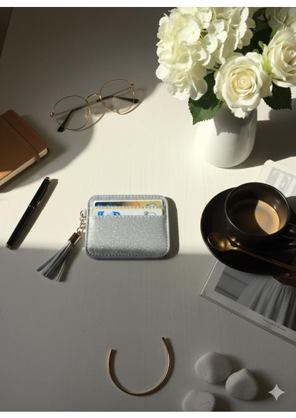 Gümüş Simli Püsküllü Cüzdan Kartlık fiyatları