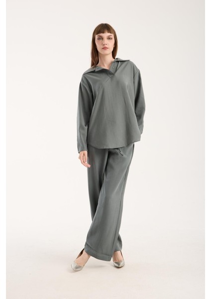 Ipeksi Yumuşaklıkta Modal Kumaş Rahat Kesim Uzun Gömlek + Pantolon Takım (2 Parça) fiyatları