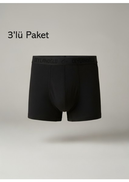 Boxer Pamuklu Cotton 3'lü Ekonomik Paket Slim Fit Extra Esnek Model