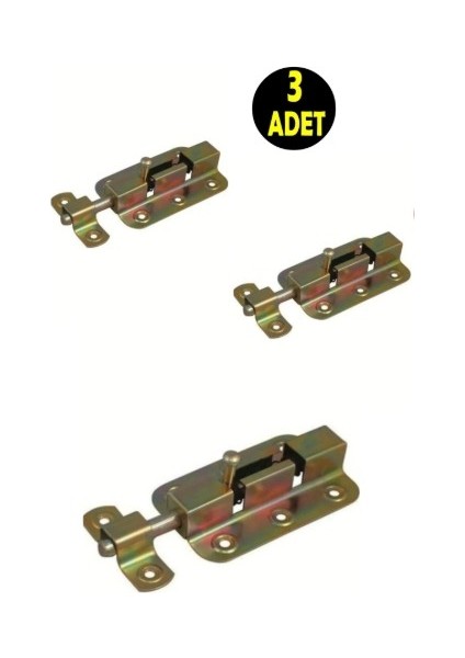 3 Adet Aç Kapa Yaylı Sürgülü Dolap Kapı Pencere Arkası Metal Mavzer Kilit - Emniyet Kilidi 45X70 mm
