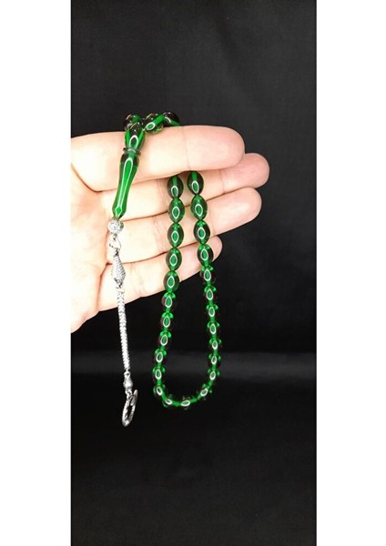 Çubuk Kehribar Tesbih Beyzi Kesim Yeşil Renk T-362 indirimleri