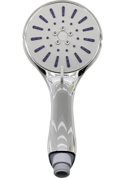 Büyük Krom Gövde - Beyaz Zemin-Gri Iğneler Kademeli Duş Başlık Poşetli Ambalaj (5148)