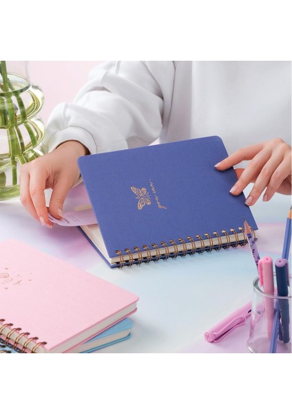 A5 Spiralli Sert Kapak Çizgili Tarihsiz Not Defteri Lila