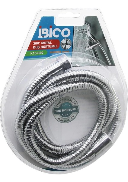 360 Derece - Metal Duş Hortumu 1.5mt Vakumlu Ambalaj Anti Twist=dolanmaz-Kıvrılmaz-Kopmaz (5148)