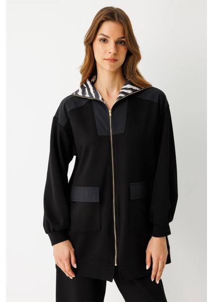 Yakası Garnili Pantolonlu Takım Siyah modelleri