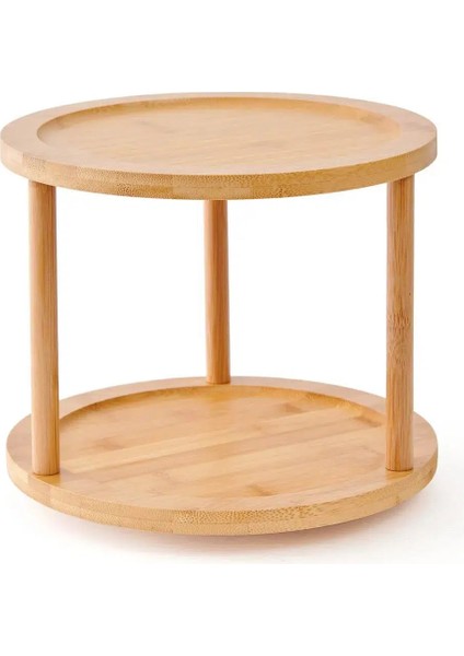 Iki Katlı Bambu Döner Sunum ve Servis Tepsisi | Doğal Ahşap Tasarım fiyatları