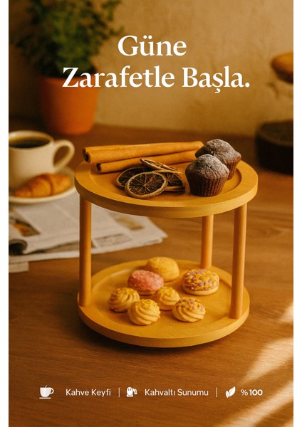 Iki Katlı Bambu Döner Sunum ve Servis Tepsisi | Doğal Ahşap Tasarım indirimleri