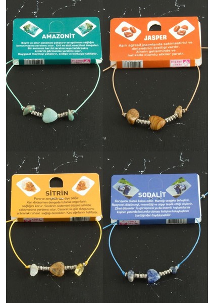 Techmrt Kalp Karışık Doğaltaş Bileklik-Renkli