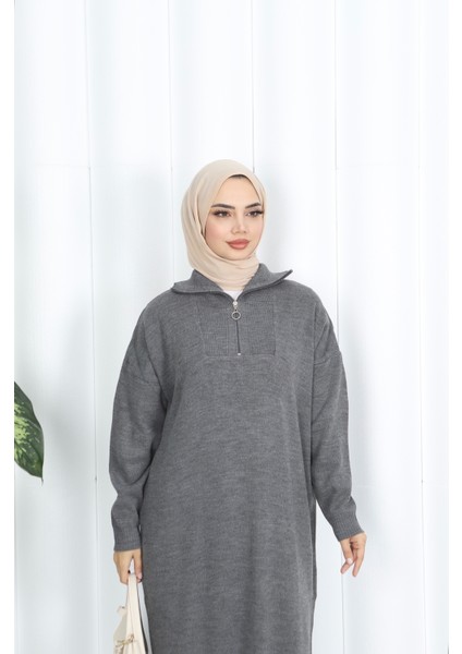 Fitilli Fermuarlı Triko Elbise modelleri