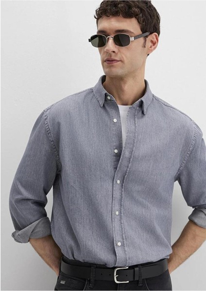 Erkek Uzun Kol Gömlek Grey Indigo 0211765-89892