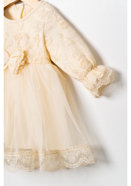 Kız Bebek Mevlütlük Dantelli Bandanalı Elbise modelleri