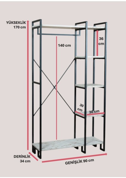 Dekoratif Metal Ayaklı Beyaz Ahşap Raflı Elbise Askılığı Ayakkabılık Çok Amaçlı Portatif Portmanto Gardırop indirimleri