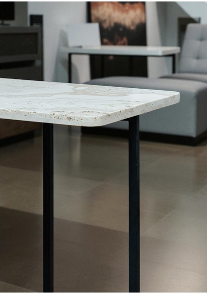 Dekoratif Beyaz Metal Yan Sehpa Ahşap Raflı Koltuk Yanı Servis Sehpası Çok Amaçlı Zigon C Sehpa