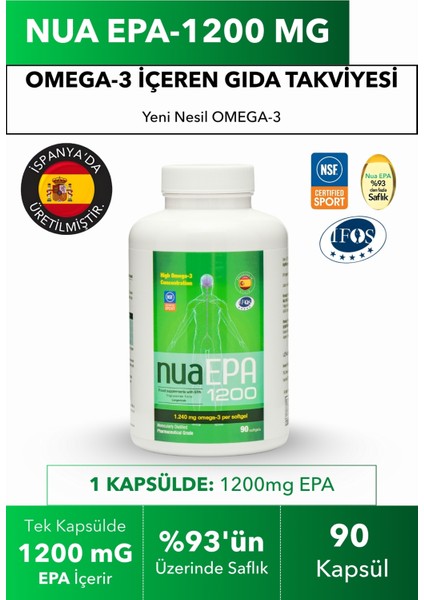 Epa 1200 Omega-3 İçeren Gıda Takviyesi 90 Kapsül