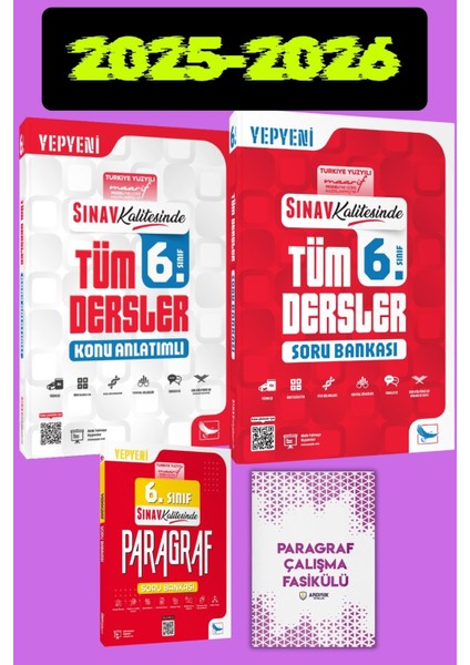 6. Sınıf Tüm Dersler Soru Bankası + Konu Anlatımlı + Paragraf Seti