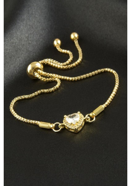 Techmrt Kalp Zirkon Taşlı Asansörlü Bileklik Ciddi Ilişki Bilekliği-Gümüş Rengi