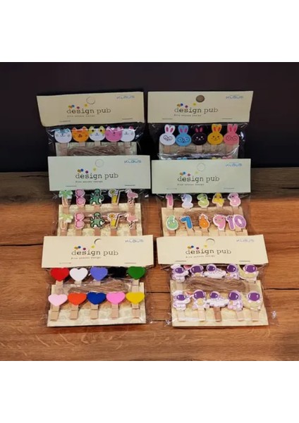 10'lu Şekilli Ahşap Mandallar 3.5cm (10'lu Set-10 Paket) modelleri