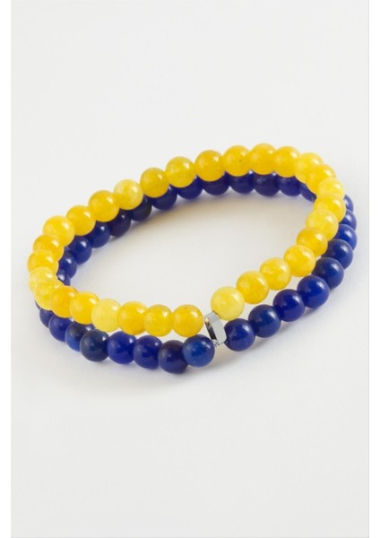 Techmrt Sarı Lacivert Doğaltaş Bileklik 6 Mm-Lacivert