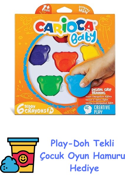 Teddy Bebek Crayons 6'li +1 Yaş + Play-Doh Oyun Hamuru