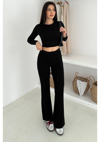 Kadın Yüksek Bel Ispanyol Paça Tayt – Retro & Şehirli Stil