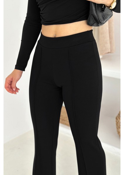 Kadın Yüksek Bel Ispanyol Paça Tayt – Retro & Şehirli Stil fırsatları