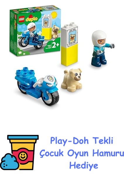 ® Duplo® Kurtarma Polis Motosikleti 10967-2 Yaş ve Üzeri Çocuklar Için Polis Motosikleti Içeren Oyuncak Yapım Seti (5 Parça) + Play-Doh Oyun Hamuru