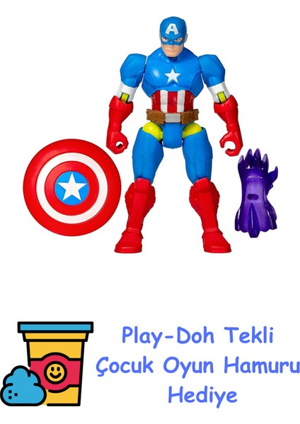 Mixmashers Marvel Captain America Avengers Karıştır ve Eşleştir Aksiyon Figürü ve Aksesuarları + Play-Doh Oyun Hamuru