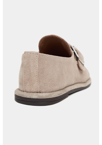 Cyrus Koyu Bej Hakiki Süet Deri Toka Detaylı Düz Taban Kadın Ayakkabı indirimleri