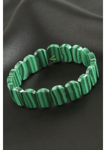 Techmrt Oval Kesim Malahit Doğaltaşlı Bileklik-Yeşil