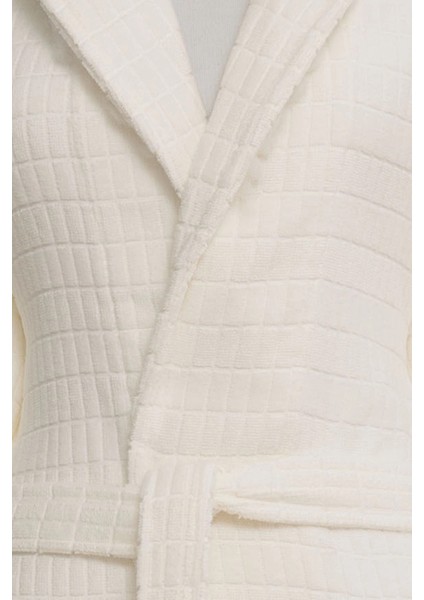 Çizgili Kadife Bornoz Seti 6 Parça Krem-Indigo fiyatları