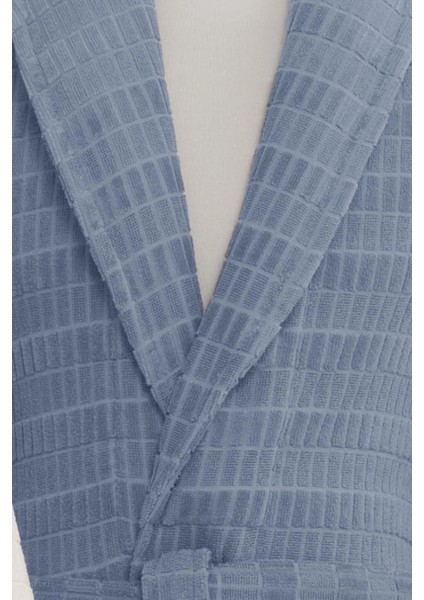 Çizgili Kadife Bornoz Seti 6 Parça Krem-Indigo modelleri