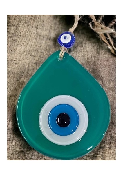 Orta Boy Yeşil Damla Desen Nazar Boncuklu Duvar Dekoru Cam Duvar Süsü fiyatları