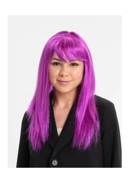 Fuşya Renk Düz Kesim Uzun Parti Peruğu Takma Saç indirimleri